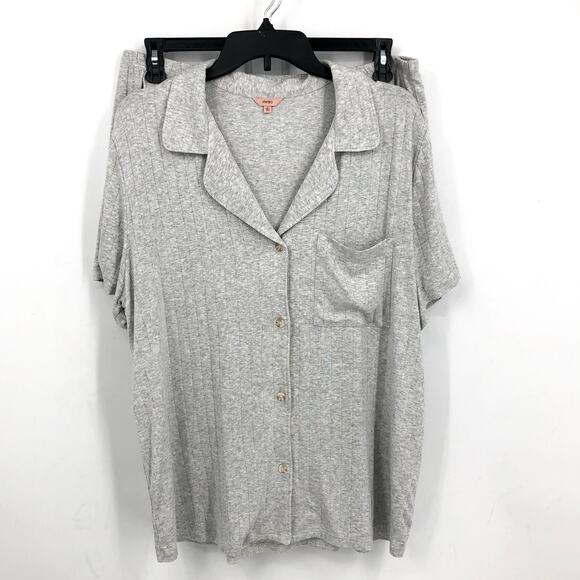 EBERJEY Gisele Rib Relaxed Short PJ Set XL Light Heather Grey TENCEL Modal NWOT - Picture 4 of 12
